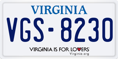 VA license plate VGS8230