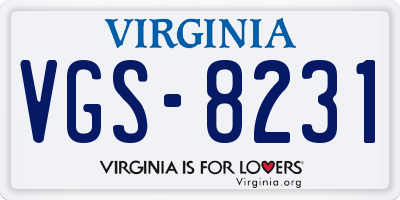 VA license plate VGS8231
