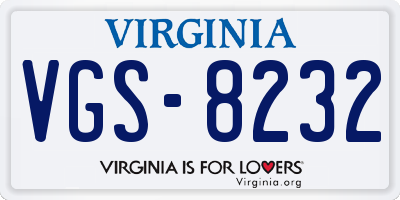 VA license plate VGS8232