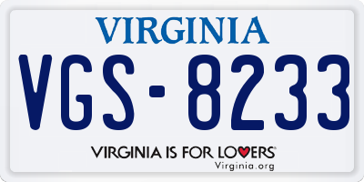 VA license plate VGS8233