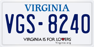 VA license plate VGS8240