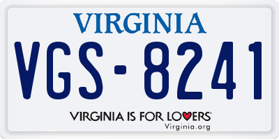 VA license plate VGS8241