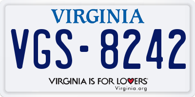 VA license plate VGS8242