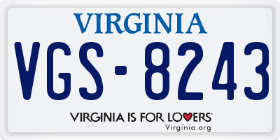 VA license plate VGS8243