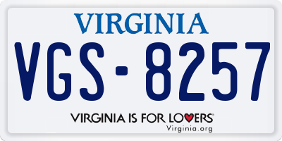 VA license plate VGS8257