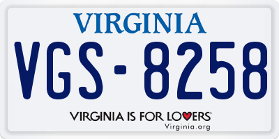 VA license plate VGS8258