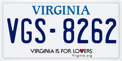 VA license plate VGS8262