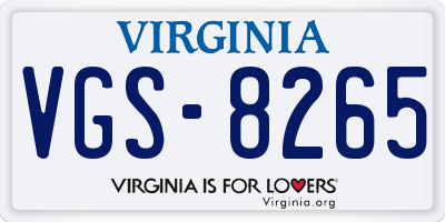 VA license plate VGS8265
