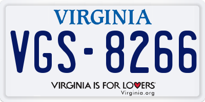 VA license plate VGS8266