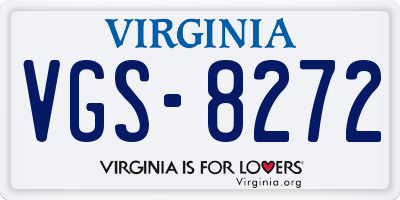 VA license plate VGS8272
