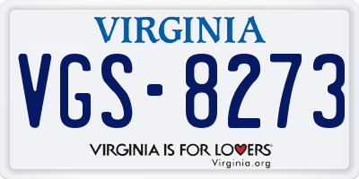VA license plate VGS8273