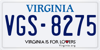 VA license plate VGS8275
