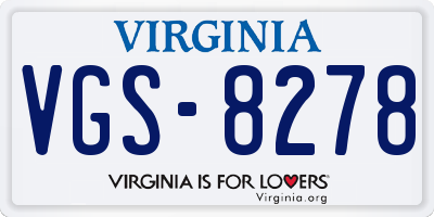 VA license plate VGS8278