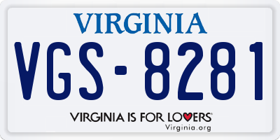 VA license plate VGS8281