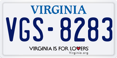VA license plate VGS8283