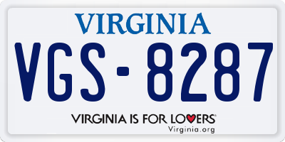 VA license plate VGS8287