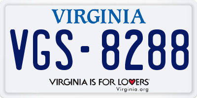 VA license plate VGS8288
