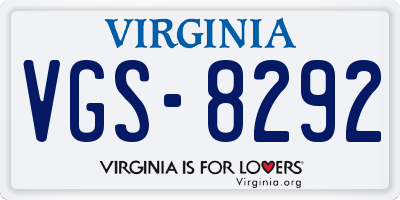 VA license plate VGS8292