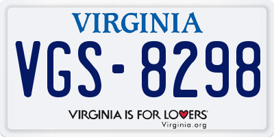 VA license plate VGS8298