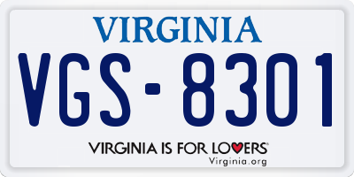 VA license plate VGS8301