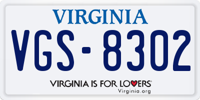 VA license plate VGS8302