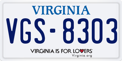 VA license plate VGS8303
