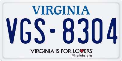 VA license plate VGS8304