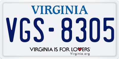 VA license plate VGS8305