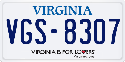 VA license plate VGS8307