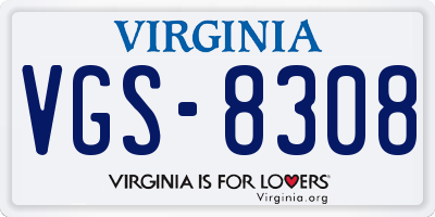 VA license plate VGS8308