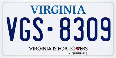 VA license plate VGS8309