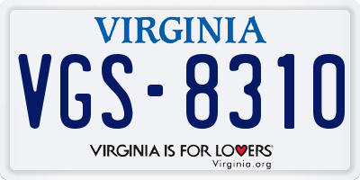 VA license plate VGS8310