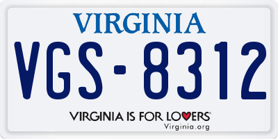 VA license plate VGS8312