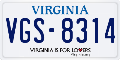 VA license plate VGS8314