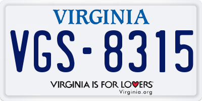 VA license plate VGS8315