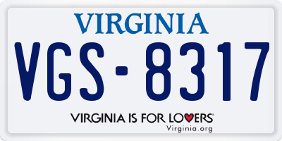 VA license plate VGS8317