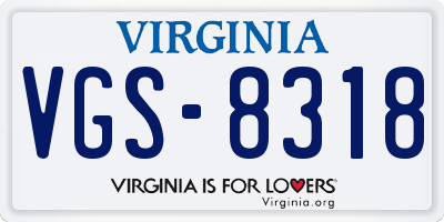 VA license plate VGS8318