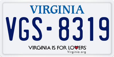 VA license plate VGS8319