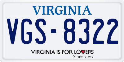 VA license plate VGS8322