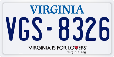 VA license plate VGS8326