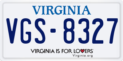 VA license plate VGS8327