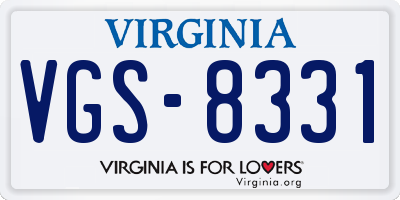 VA license plate VGS8331
