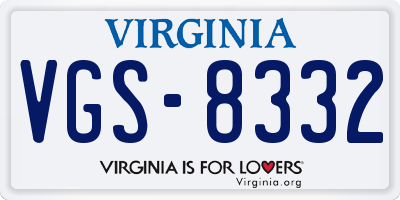 VA license plate VGS8332