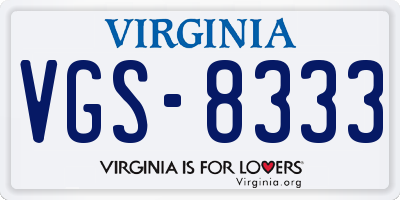 VA license plate VGS8333