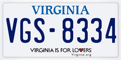 VA license plate VGS8334