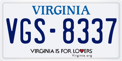 VA license plate VGS8337