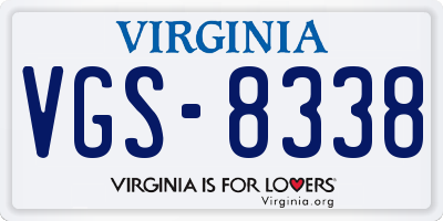 VA license plate VGS8338