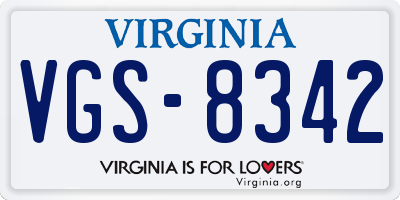 VA license plate VGS8342