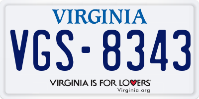 VA license plate VGS8343