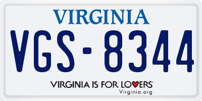 VA license plate VGS8344